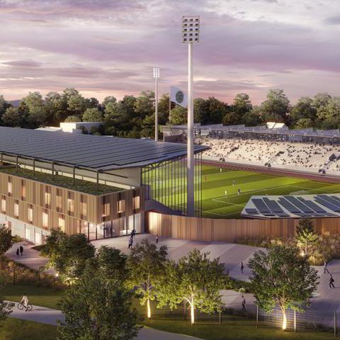 Visualisierung des umgebauten und modernisierten Lohrheidestadions