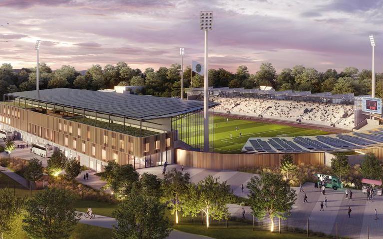 Visualisierung des umgebauten und modernisierten Lohrheidestadions