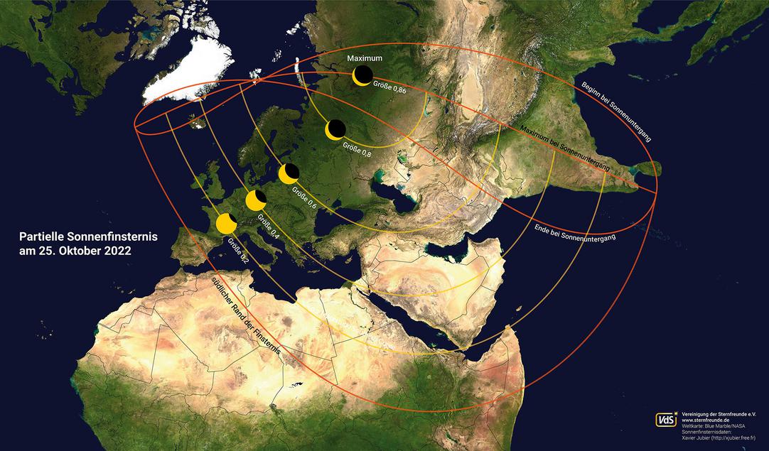 Foto vom globalen Verlauf der Finsternis