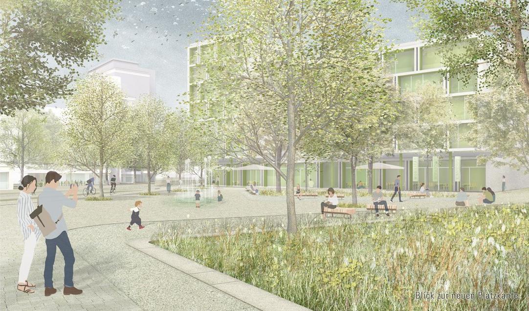 Perspektive 1 des Siegerentwurfs auf den neugestaltalteten August-Bebel-Platz
