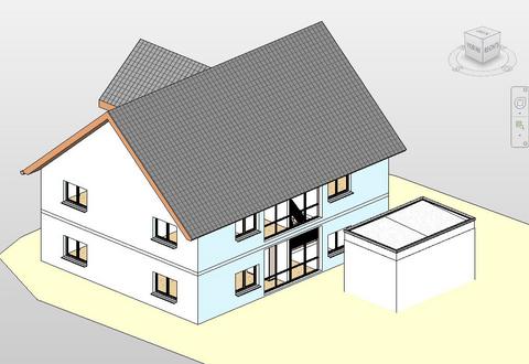 Ein grafisches Modell eines Einfamilienhauses