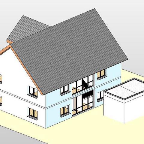 Ein grafisches Modell eines Einfamilienhauses