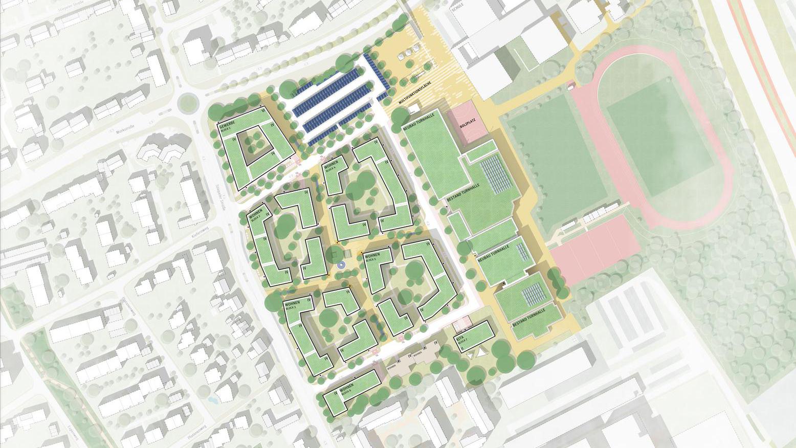Rahmenplan „Quartier am Gesundheitscamps“ mit städtebaulichem Entwurf