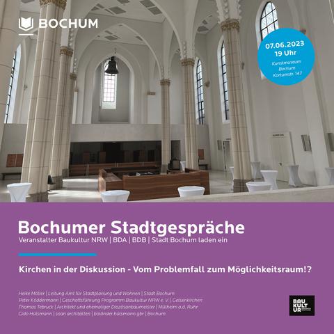 Plakat mit dem Foto eines Kirchenschiffs über dem Titel der Veranstaltung