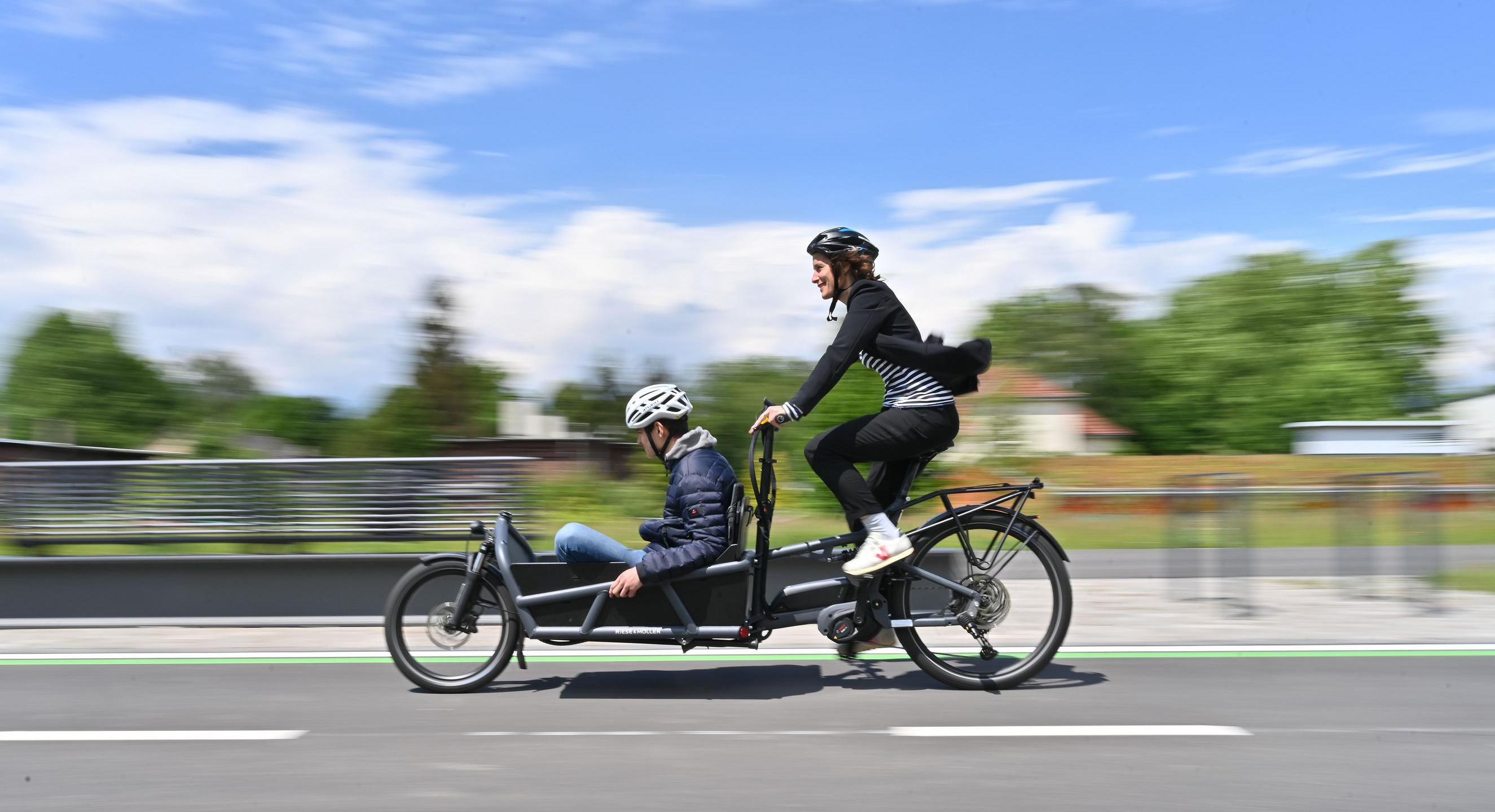 Fahrt mit dem Lastenrad im Westend in Bochum.