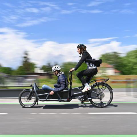 Fahrt mit dem Lastenrad im Westend in Bochum.