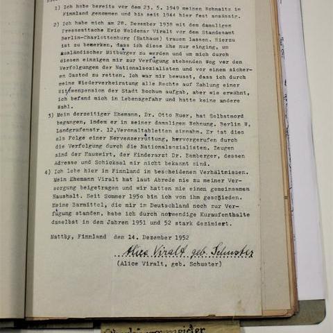 Eidesstattliche Erklärung der Alice Viralt vom 14. Dezember 1952
