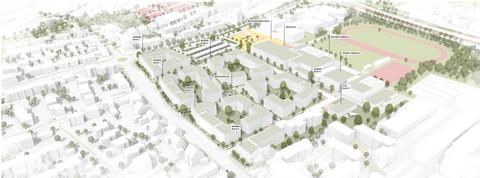 Vogelperspektive vom Quartier am Gesundheitscampus