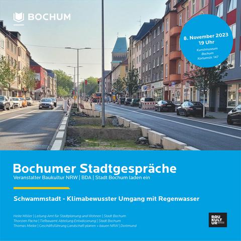 Plakat zum Stadtgespräch im November 2023 zum Thema Schwammstadt
