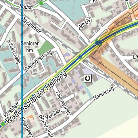 Ausschnitt aus dem Amtlichen Stadtplan Bochum 1:15.000 (farbig); Auflage 2023