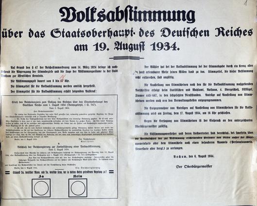 Plakat zur „Volksabstimmung über das Staatsoberhaupt des Deutschen Reichs“