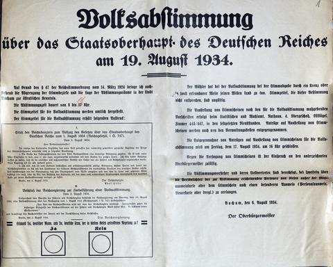 Plakat zur „Volksabstimmung über das Staatsoberhaupt des Deutschen Reichs“