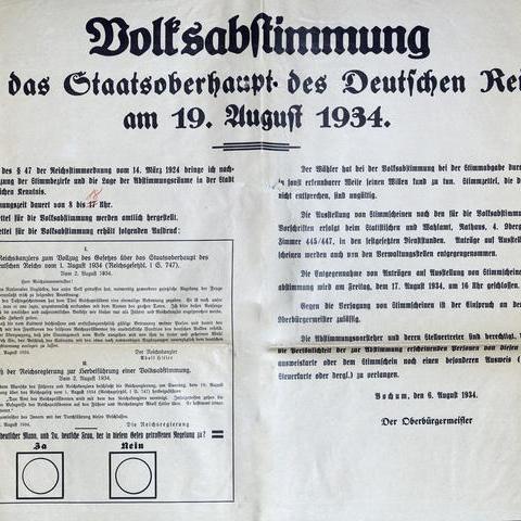 Plakat zur „Volksabstimmung über das Staatsoberhaupt des Deutschen Reichs“