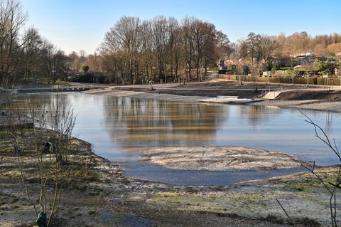 Landschaftssee Havkenscheider Park mit Pflanzen