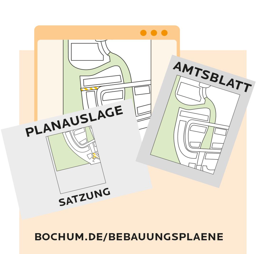 Bild einer Planauslage und des Amtsblattes