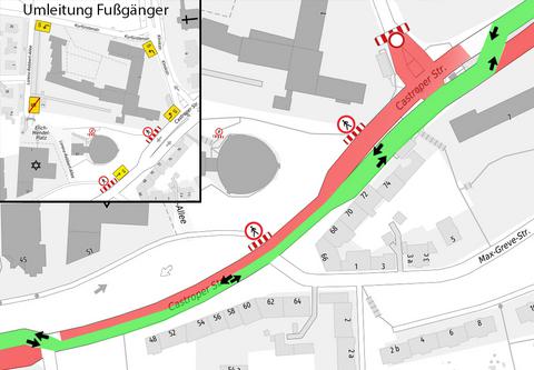Plan der Verkehrsführung auf der Castroper Straße