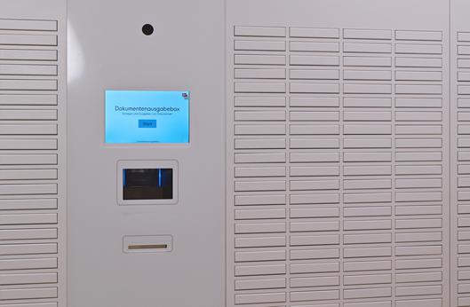 Das Bedienfeld der Dokumentenausgabebox.