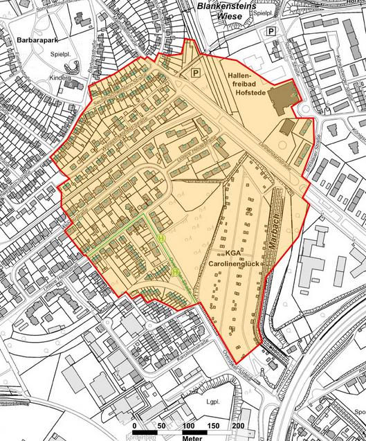 Evakuierungsradius beim Bombenfund in Bochum-Hamme.