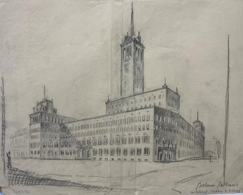 Ein Vorentwurf des Bochumer Rathausneubaus von Hermann Billing.