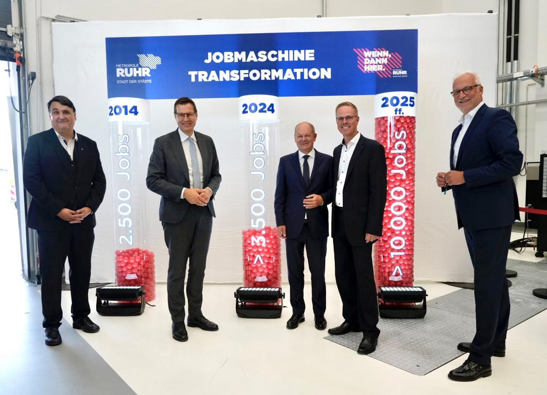 Bundesanzler Scholz besucht auf Einladung des RVR das Bochumer Innovationsquartier Mark 51°7