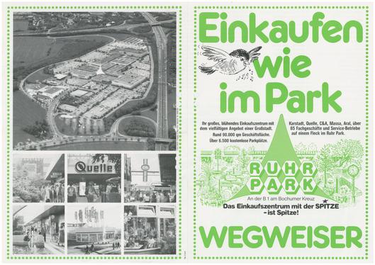 Wegweiser des Ruhrparks mit einem Luftbild.