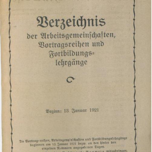 Titelblatt Programm VHS 1921