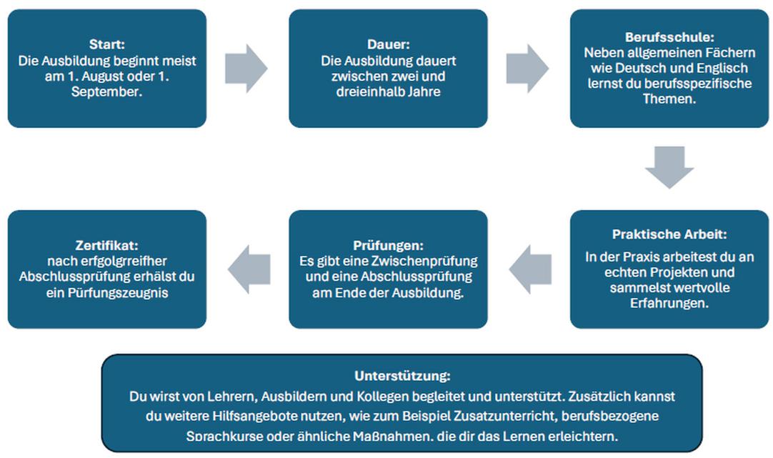 Grafische Darstellung, wie eine Ausbildung abläuft