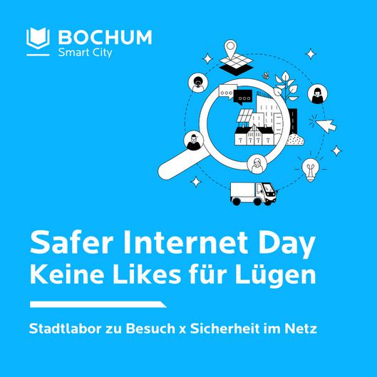 Grafik mit dem Schriftzug "Safer Internet, Keine Likes für Lügen"