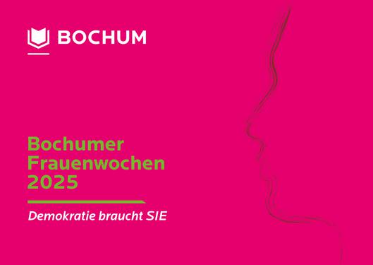 Postkarte zu den Bochumer Frauenwochen 2025 unter dem Motto Demokratie braucht SIE