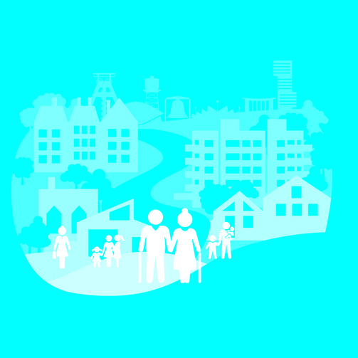 Die Grafik zeigt unterschiedliche Wohnformen und Haushaltstypen.