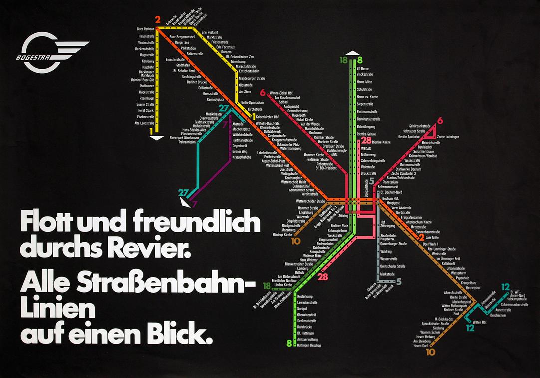 Schienennetzplan der BOGESTRA aus dem Jahre 1977