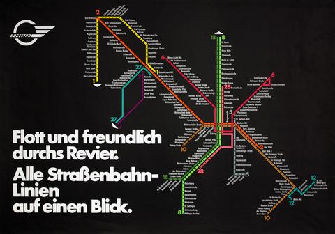 Netzplan als Ergebnis einer Imagekampagne des Nahverkehrsbetriebs.