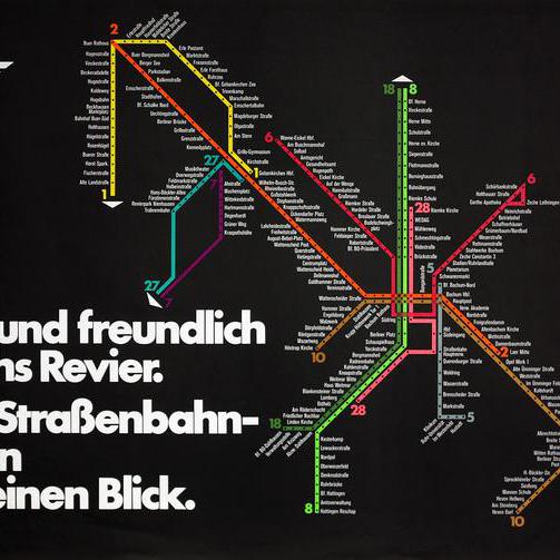 Netzplan als Ergebnis einer Imagekampagne des Nahverkehrsbetriebs.