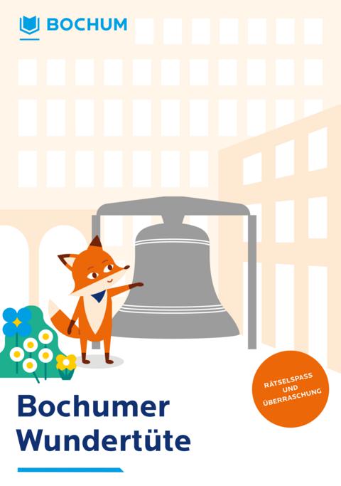 Beispiel für die kindgerechte Linie des CD Guides - Grafik: Bochumer Wundertüte mit Fuchs und Rathausglocke