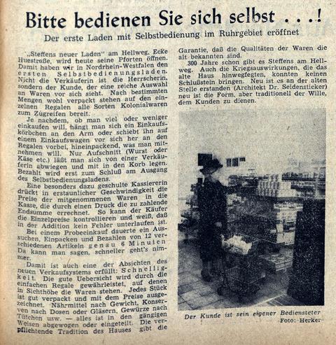 Zeitungsartikel "Steffens neuer Laden"