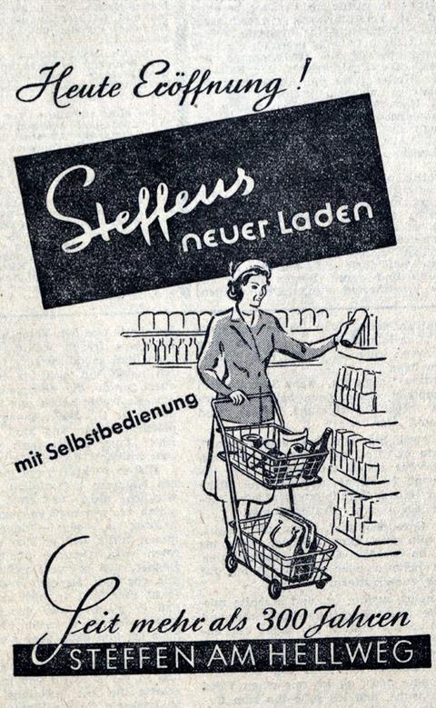 Zeitungsanzeige für "Steffens neuer Laden"