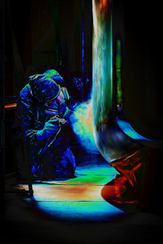 Lackierer kunstvoll dargestellt