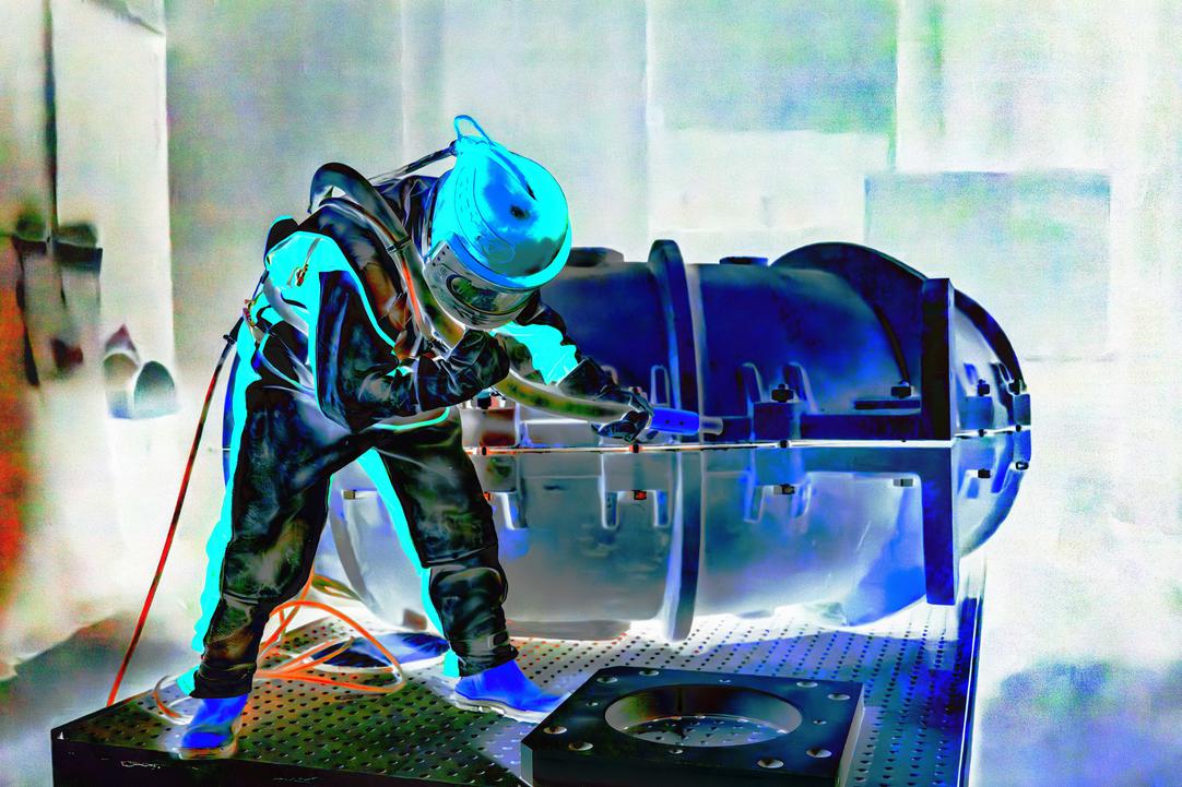 Strahlkabine kunstvoll dargesstellt