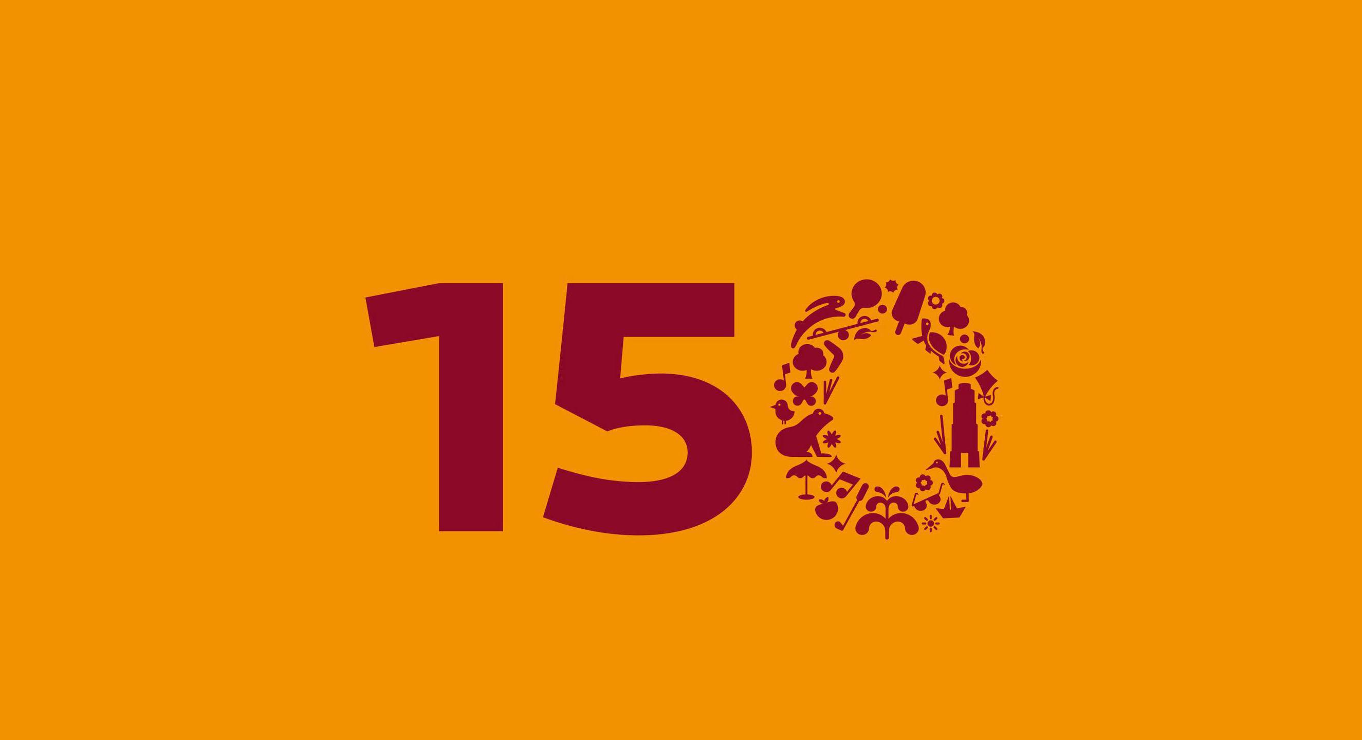 Banner zum 150 jährigen Jubiläum des Stadtparks