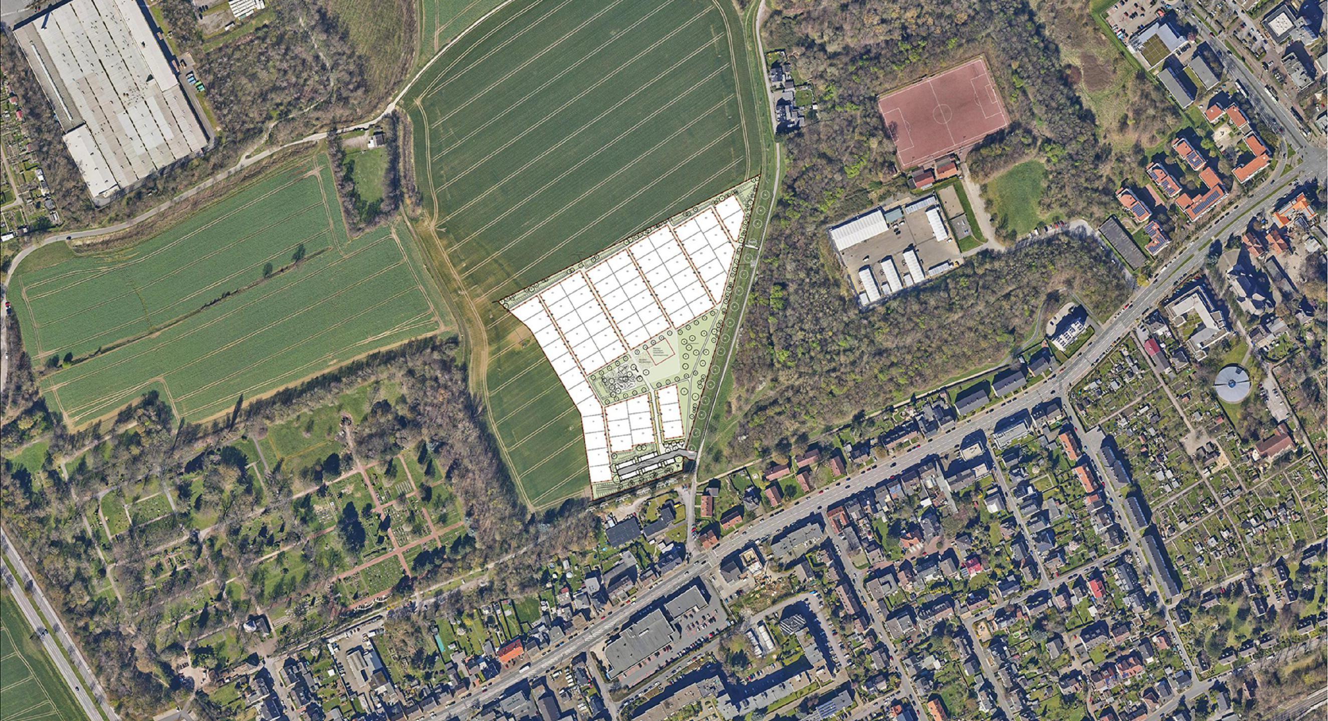 Luftbild vom Areal der zukünftigen Kleingartenanlage