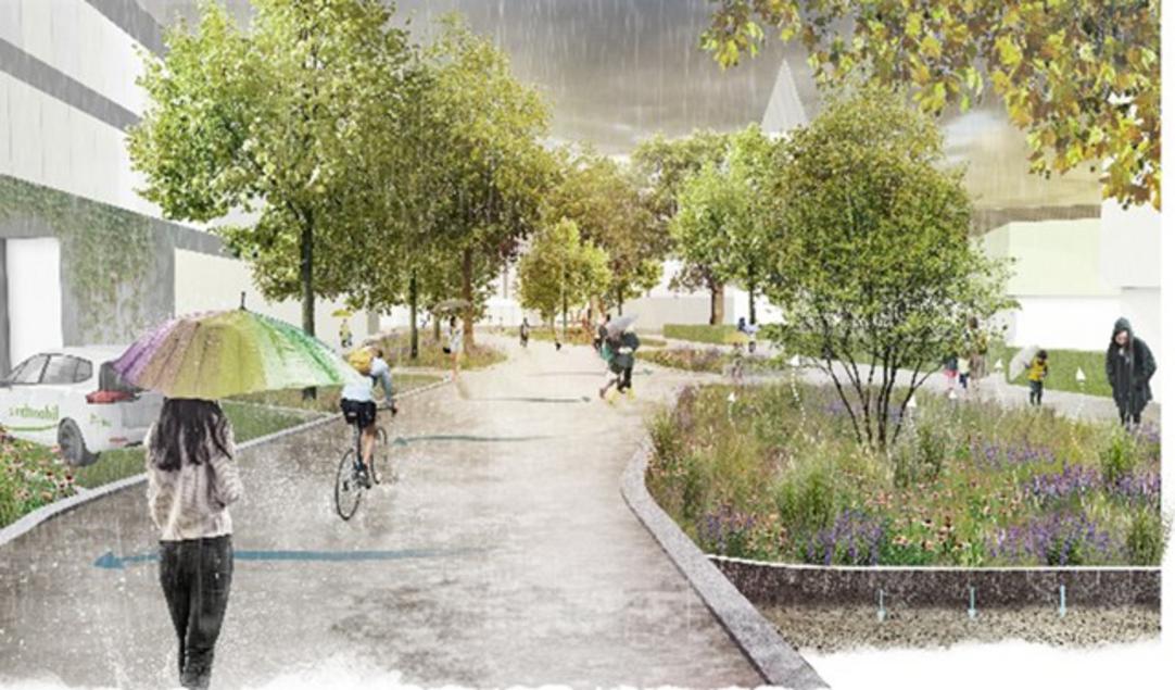 Entwurf Quartiersachse mit Klimagärten Alte Wittener Straße 