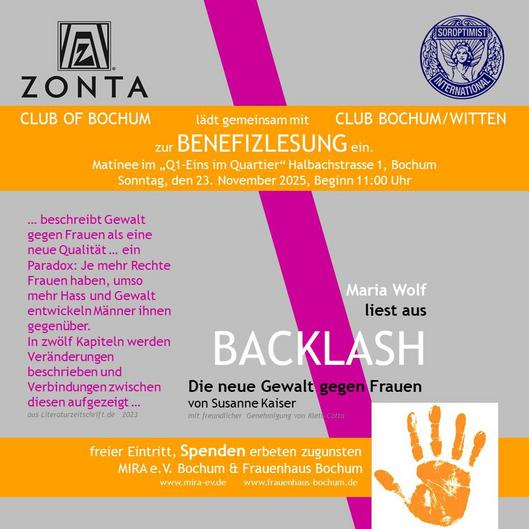 Lesung mit Maria Wolf aus Backlash Flyer