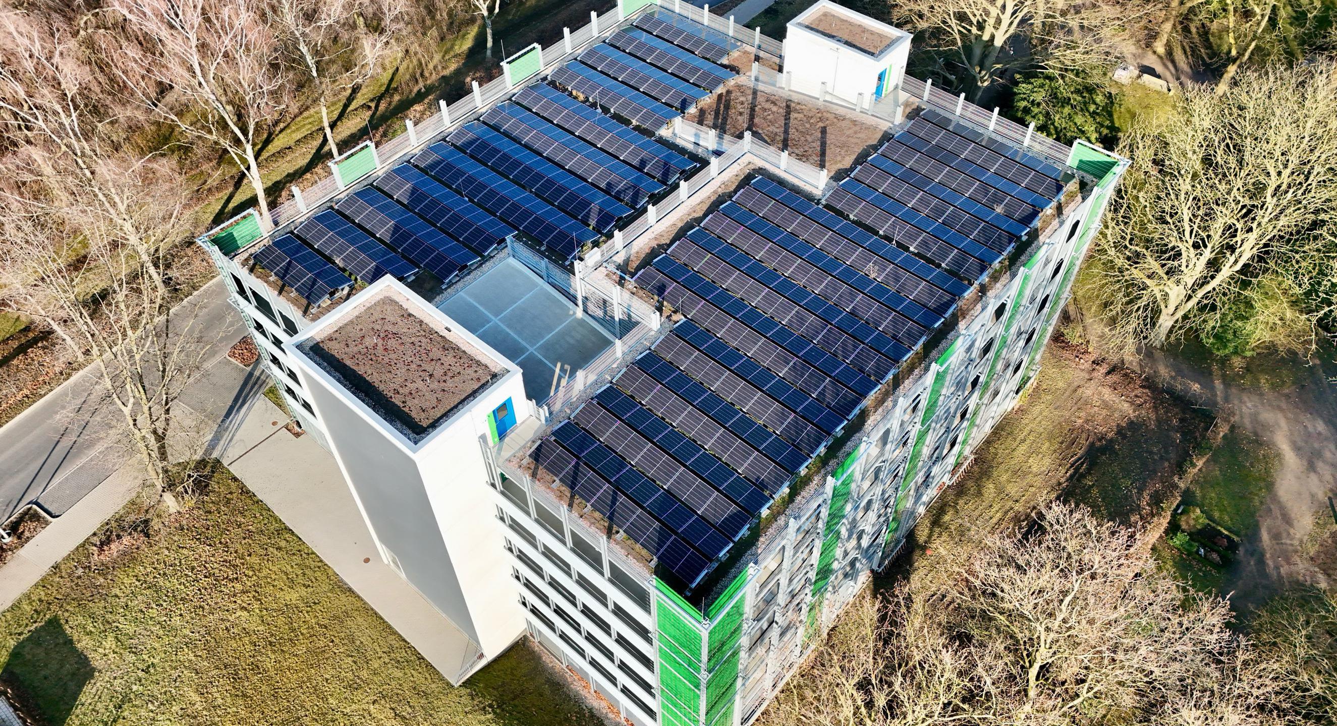 Eine Luftaufnahme der Quartiersgarage im Ostpark