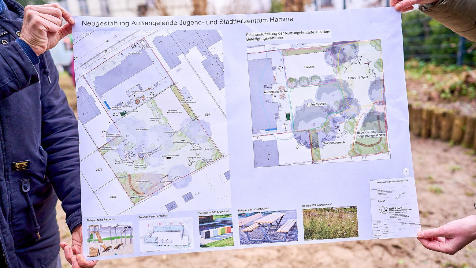 Bauplan der geplanten Umgestaltung des Außengeländes.