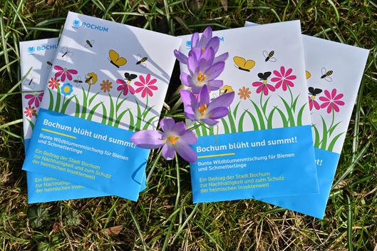 Die Samentütchen der Aktion „Bochum blüht und summt“