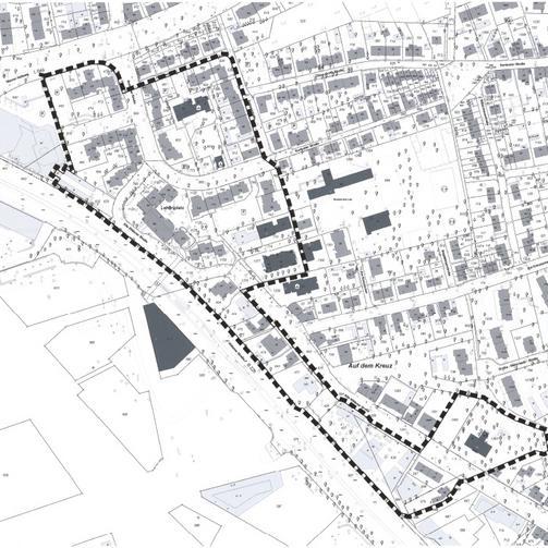 Plan mit eingezeichnetem Geltungsbereich der Stadtumbausatzung