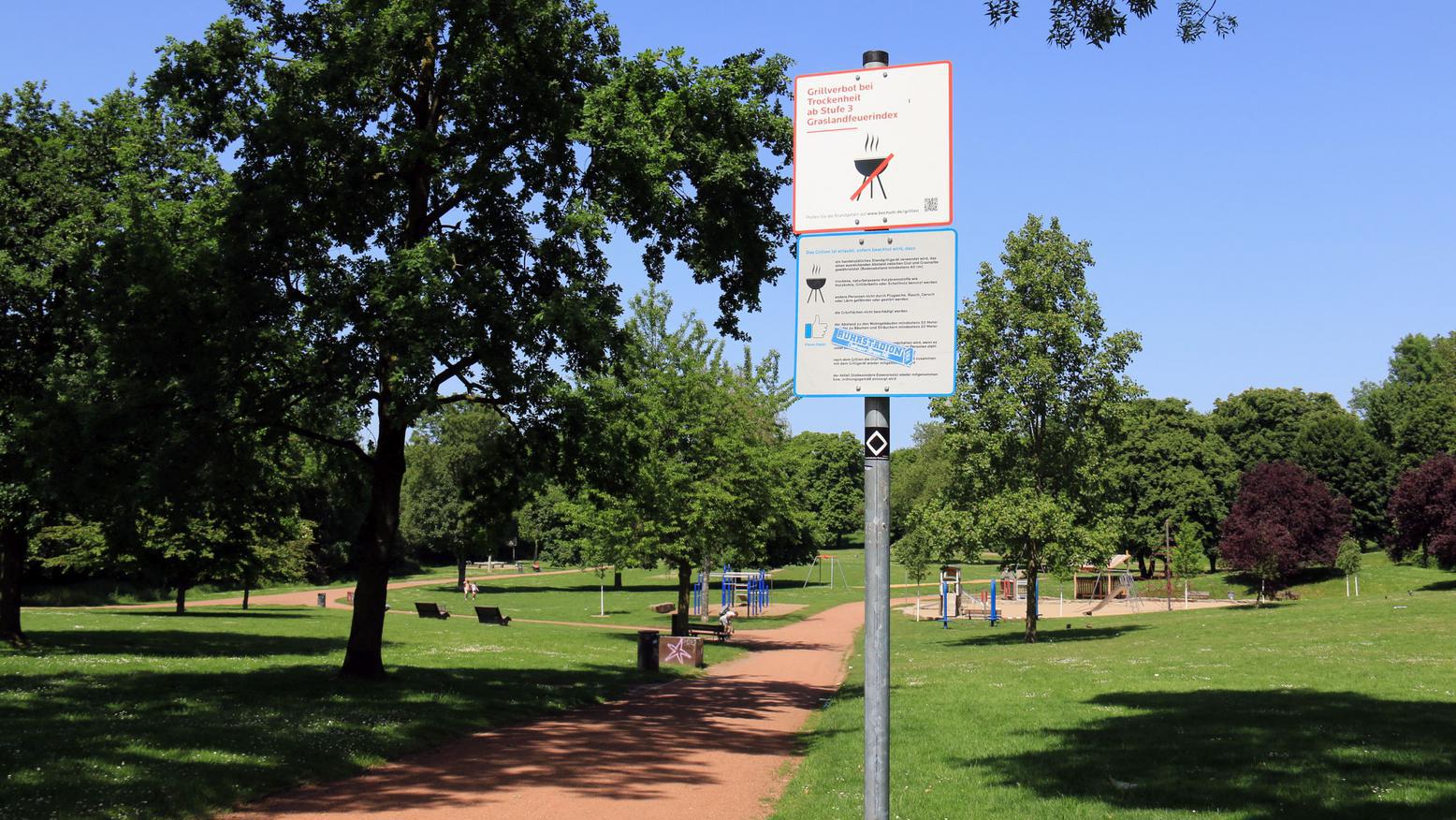 Grillverbotsschild an der Schmechtingwiese