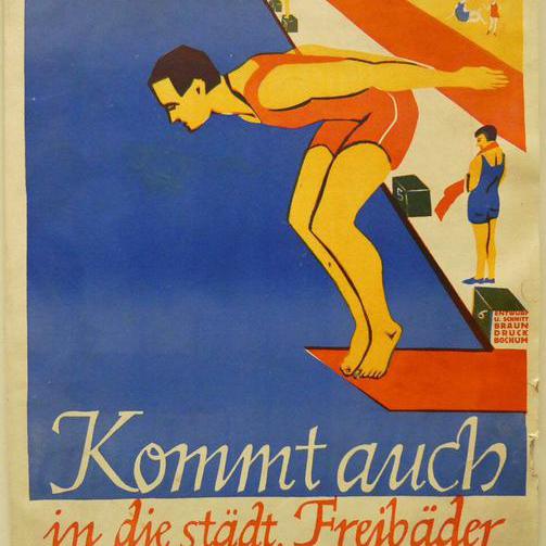 Plakat der städtischen Freibäder um 1950