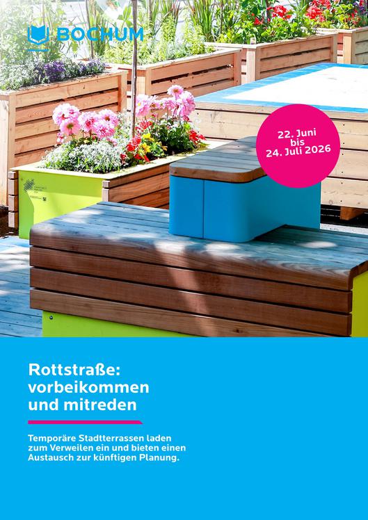 Ein Plakat mit bepflanzten Bänken und einem Slogan.