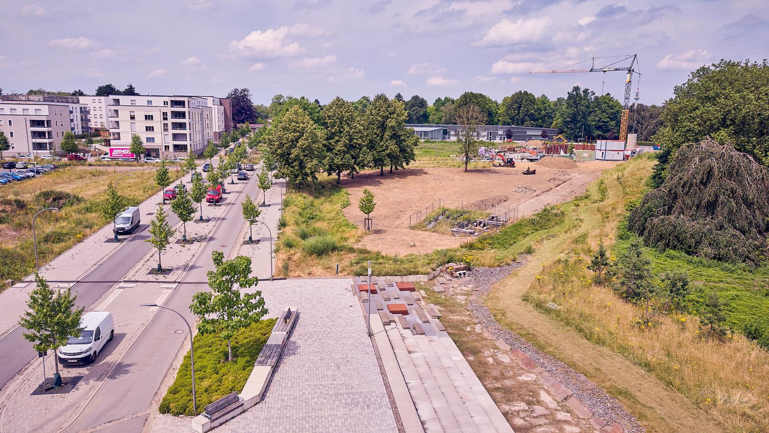 Drohnenfoto des Baulandes.